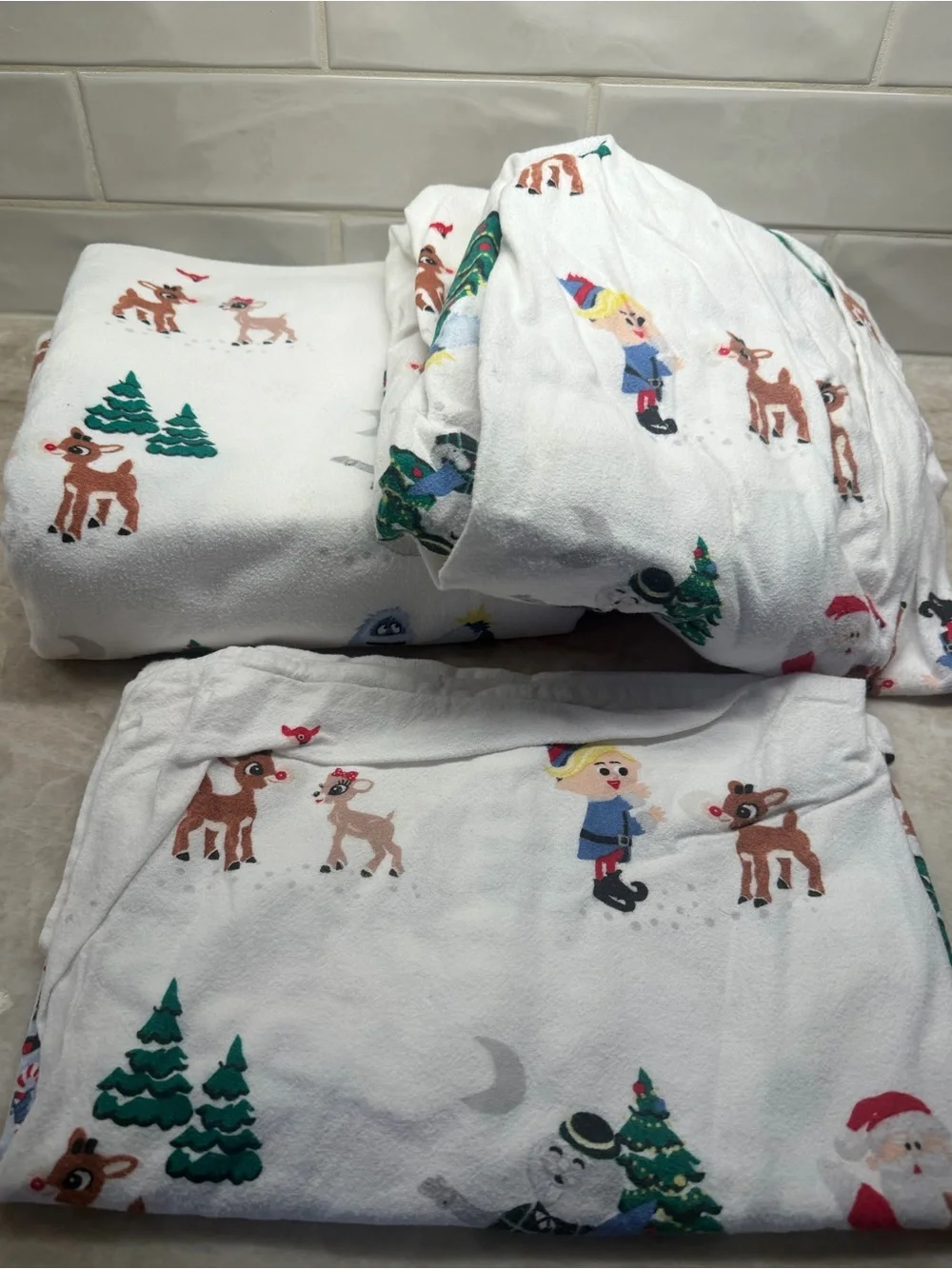 Pottery Barn Kids Rudolph Flannel Sheet Set